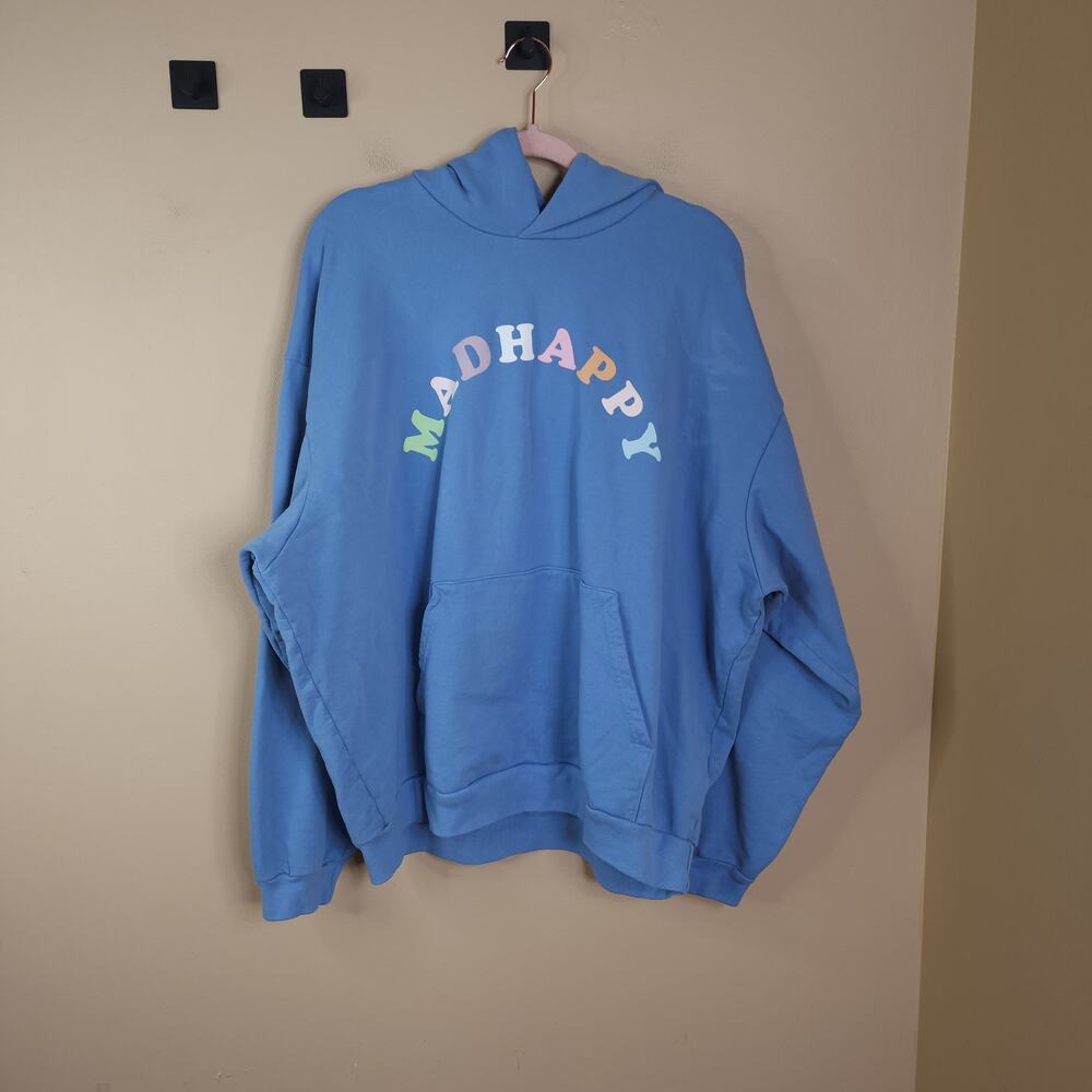 MadHappy Pastels French Terry Hoodie Sweatshirt in Frost Size XL